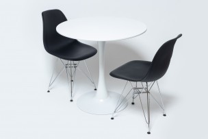 Стол Barneo T-3 Tulip style, MDF, H-75cm - круг диаметр 80см, RAL9003 белый, каркас RAL9003 белый