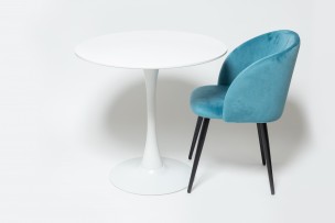 Стол Barneo T-3 Tulip style, MDF, H-75cm - круг диаметр 90см, RAL9003 белый, каркас RAL9003 белый